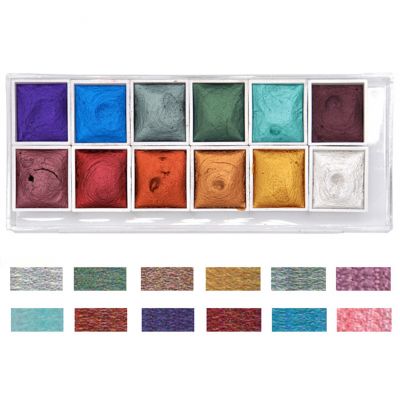aquarelle watercolor paints set12/36Glitter Watercolor Paints Metallic Solid Colors Metal Case for Art Painting Watercolor