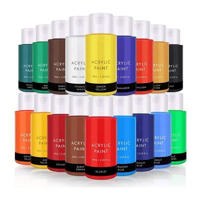 18colors acrylic paints sale 59ml in bottle for Painting Canvas, Wood, Clay, Fabric, Nail Art