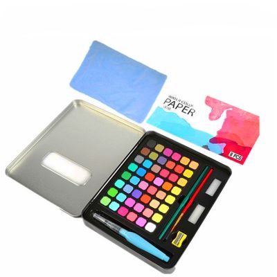Factory wholesale 36/48 colors premium solid Non-toxic watercolor paint set Customized metal box packaging