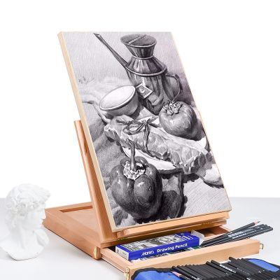 Customized High Quality Angle Adjustable Tabletop Easel Box Easel With Drawer