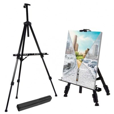 Extra Thick Iron Metal Tripod Adjustable Height Artist Easel Stand with Portable Bag for Floor/Table-Top Drawing and Displaying