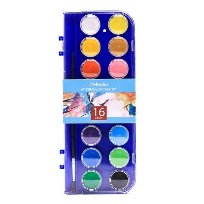 Watercolour Paint Set, 16Pretty Colors Watercolor Cake Set with Classic Paint Brush, Idea for Kids and Adult