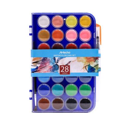 Watercolour Paint Set, 28Pretty Colors Watercolor Cake Set with Classic Paint Brush, Idea for Kids and Adult