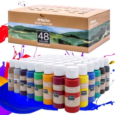 Acrylic Paint Set of 48 Colors, 59ml / 2oz Primary Art Craft Paint for Decorate,Art Painting