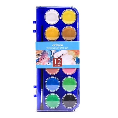 Watercolour Paint Set, 12 Pretty Colors Watercolor Cake Set with Classic Paint Brush, Idea for Kids and Adult