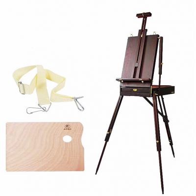 2020 High quality coffee colored pine wood portable French Sketch easel box