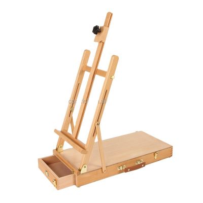 2021 High Quality Adjustable wooden Desktop Artist Folding Easel box with drawer