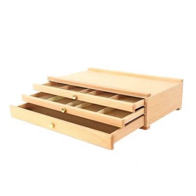 2021 3 drawer Wooden Artist Storage Box for marker pastel brushes