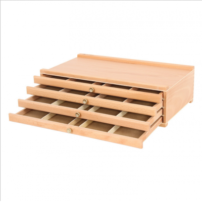 2021 Large capacity wooden 4 drawer storage box for artist