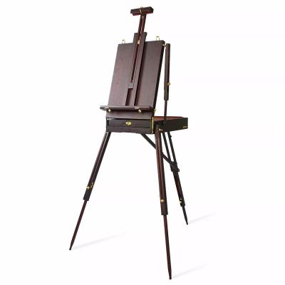 2021 Large Adjustable Walnut Wooden French Style Field and Studio Sketchbox Tripod Easel with Drawer and Artist Wood Palette