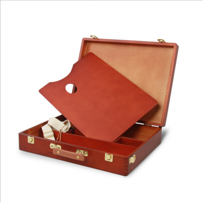 2021 Art Supplies walnut Multi-Function Solid Beech Wood Artist Tool Box for painting storage