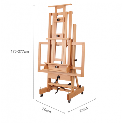 2021Art supply large wooden Master Multi-Function Studio Adjustable H-Frame Floor Easel with fixed wheels