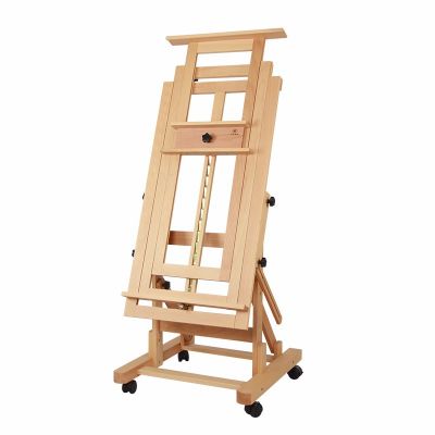 2021 New Art supplies Top selling beech Deluxe Movable H-Frame Studio Easel for master's painting