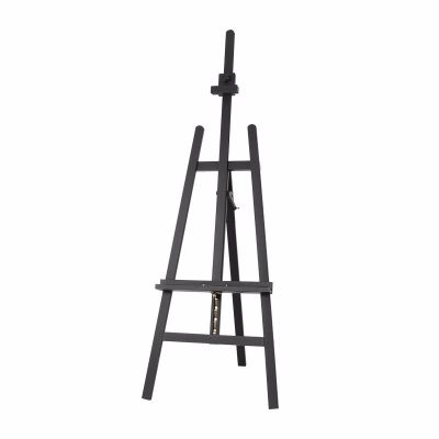 2022 New Art supply Black Professional pine wood A-frame Lyre studio easel with rear leg support