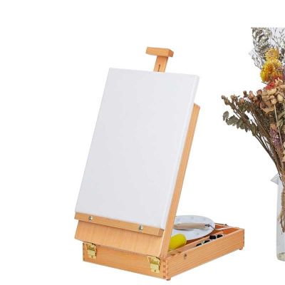 Solid Beech Wood Adjustable Tabletop Sketch Easel With Storage Box