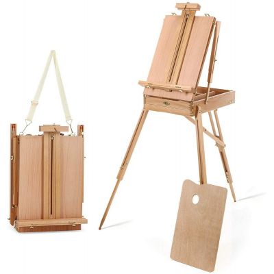 French Style Adjustable Painting Easel Art Easel With Storage Sketch Box with Wooden Pallet