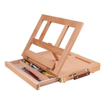 Portable Foldable Paint Box Wooden Easel With Handle And Storage Drawer