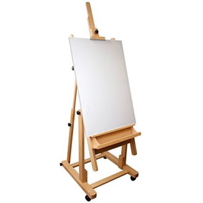 Art Deluxe Adjustable Wood Studio Easel with Tilt and Caster Wheels