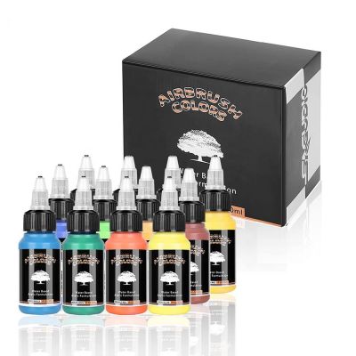 Art Supplies 12x30ml Basic Color Waterproof Quick Drying Acrylic Airbrush Paint Set for Shoes Leather Wall