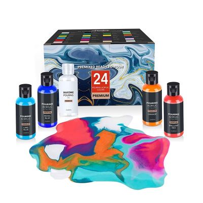 Art High Flow 2oz Bottles 24 Colors Acrylic Pouring Paint For Pouring on