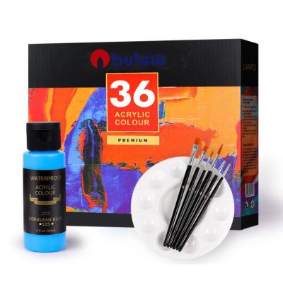 36 Vivid Colors (2fl oz/60ml Each) Acrylic Art Craft Paint Supplies With paint brush,palette for Canvas Paper Stone Wood
