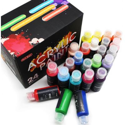 30 Assorted Colors,High Flow Acrylic Paint Set For Canvas, Glass, Paper, Wood, Tile, and Stones