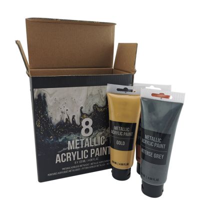 8 Colors Metallic Paints Non Toxic Craft Paint Professional Metallic Acrylic Paint Set for Artists Kids