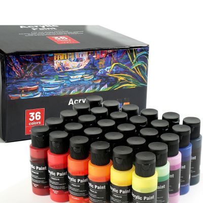 Non Toxic 36 Colors Acrylic Paint No Fading Rich Pigment 36 Colors Acrylic Paint Set for Adults Artists Canvas