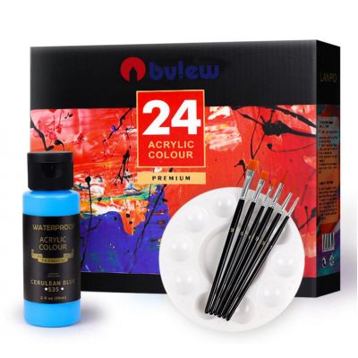 24 Colors Amazon Hot Selling Rich Pigments, High Viscosity Premium Acrylic Paint Set Assorted For Artist