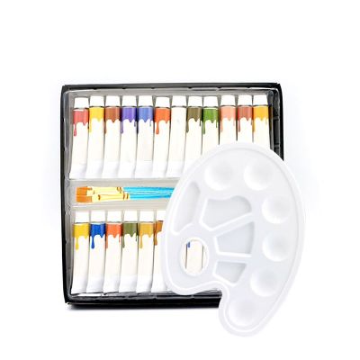 24 pcs Pack Acrylic Color Paint Kit With Brushes Palette