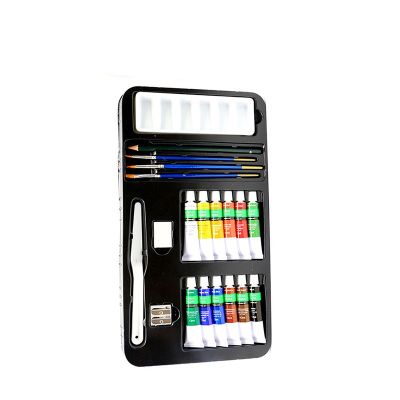 Quality Paint Start Kit 12 Vivid Colors 20 PCS Acrylic Colour Set With Paint Brushes Sharpener Etc