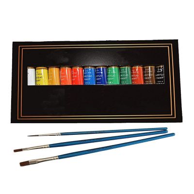 Amazon Hot Selling 12 pcs And 24 pcs Pack Acrylic Color Paint With Brushes