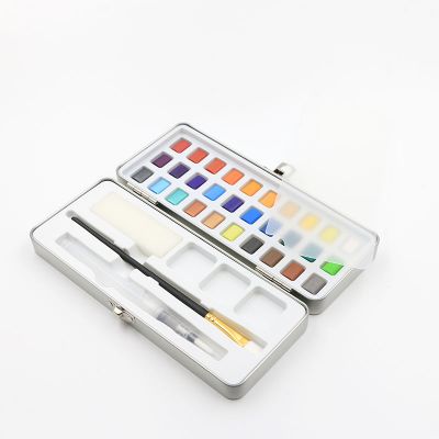 30 Colors 24 Regular Colors 6 Metallic Colors Artist Solid Watercolor Pigment Paint For Painting