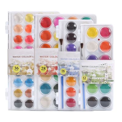 12/16/28/36 Colors Solid Watercolor Cake with Brush for Both Beginner and Professional Artist