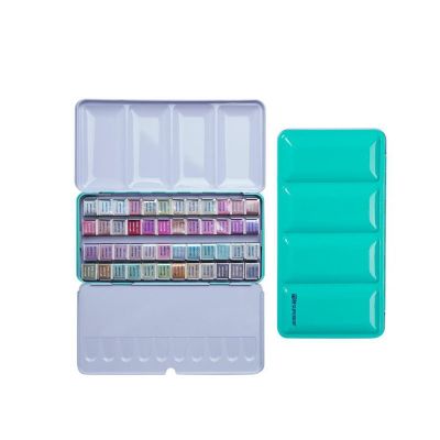Amazon Hot Selling High Quality Metallic Watercolor Travel Pan Sets with Watercolor Tin Palette, Non-Toxic for Artist