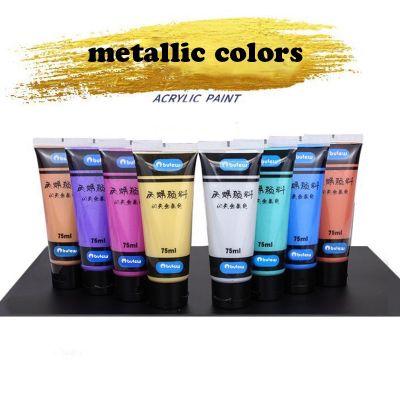 Art Large 75ml Tube 8 Metallic Acrylic Paint for Painting