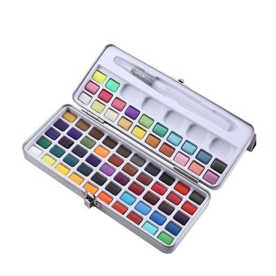 Professional Artist Grade 72 Colors 52 Regular Colors 20 Metallic Colors Solid Watercolor Paint Set For Painting