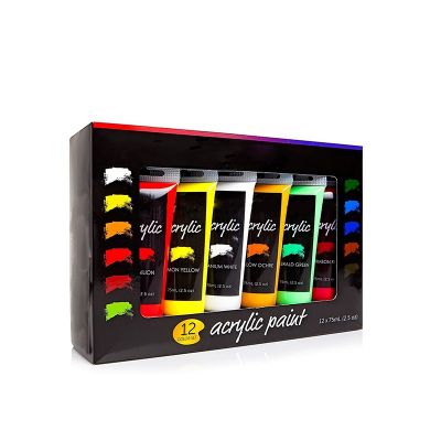 Professional 75Ml 6 Colors 12 Colors Acrylic Grade Painting Kit For Painting Canvas Fabric Paper