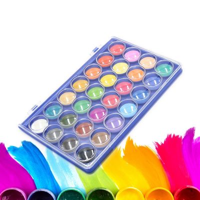 28 Color Fundamental Watercolor Pan Set with Paint Brush