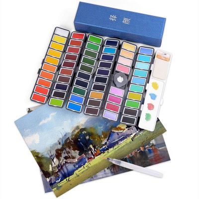 Artist 58 Colors Portable Solid Watercolor Paint Cakes Travel Pocket Set Watercolor Painting For Drawing