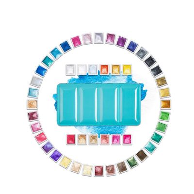 Art 48 Metallic Glitter Colors Watercolor Paint Set In Metal Case Perfect For Artists