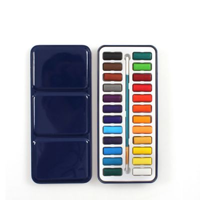 Water Color Artist Paint Cake 24 Assorted Watercolor Field Sketch Set With Brush