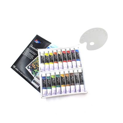 Artist supply Non-toxic wholesale 18 color aluminum tube painting gouache color set