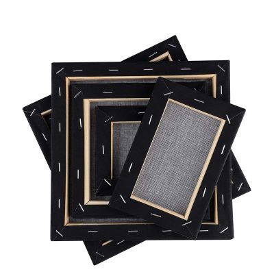 2021 Black 280 grams Cotton Stretch Canvas Blank Black Stretch Canvas Art Black for Painting, Acrylic Pouring, Oil Paint