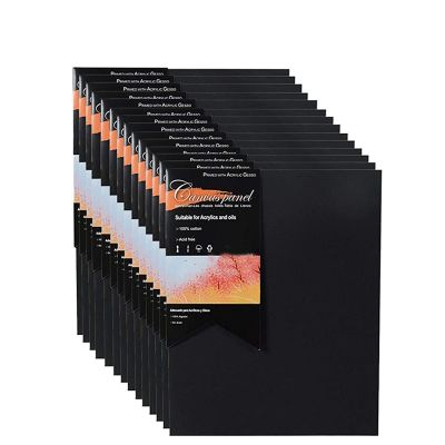 8x10 inch, Pack of 14, 100% Cotton Acid-Free, Art Boards Black Canvas Panels for Oil & Acrylic Painting