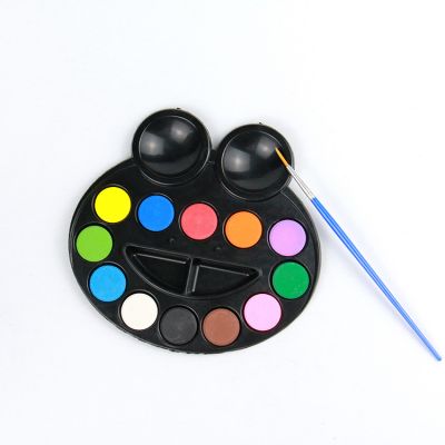 12 color water color paint set colors solid water color paint set with frog shape package