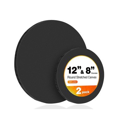 Art Prime Black Pre Stretched Round Blank Canvas Board for Painting