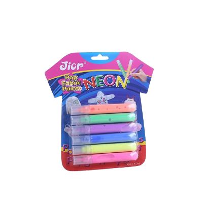 Wholesale 3D Permanent 6pcs 10ml neon textile paint fabric paint