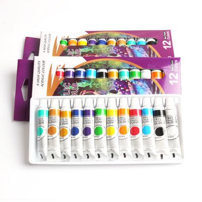 12colors 12ML Acrylic Paint Color Set Professional Acrylic Paints Pigment for Artists Nail Art Painting Drawing Tool