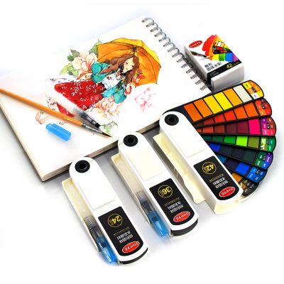 Professional 18/24/36/42 Colors Solid Watercolor Paint Set Water Color Pigment with Water Brush Pen for School Art Supplies